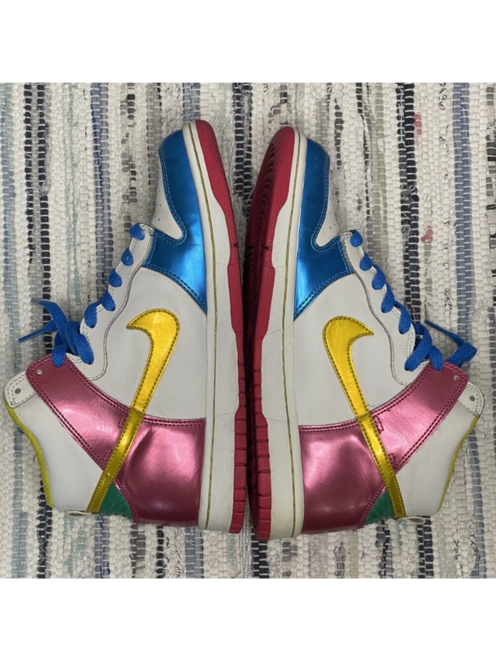 Nike Dunk High GS Youth 6.5 Womens Size 8 Multicolor Patent Leather Sneakers - Picture 7 of 10